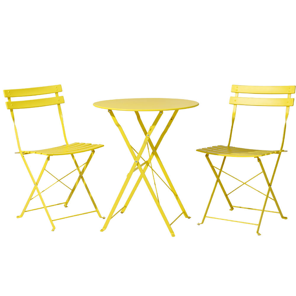 Gardeon Yellow 3 Piece Steel Bistro Set