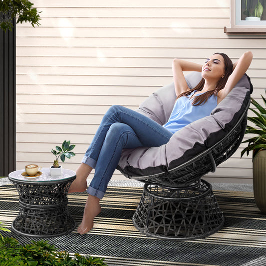 Papasan Black Chair and Side Table