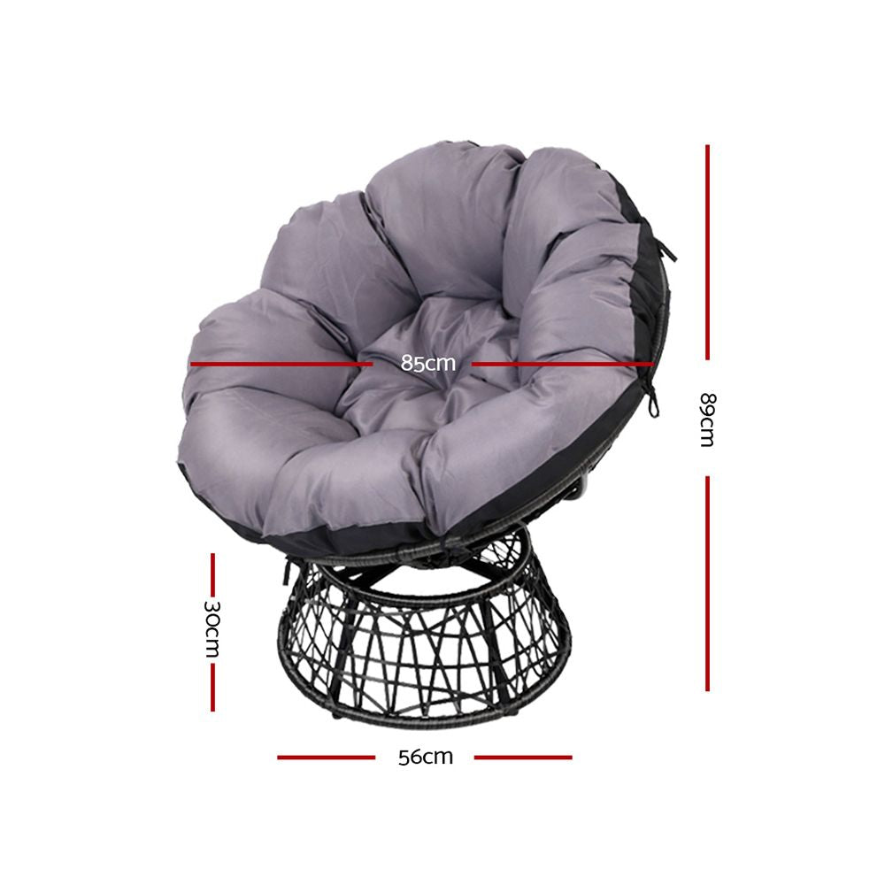 Papasan Black Chair and Side Table