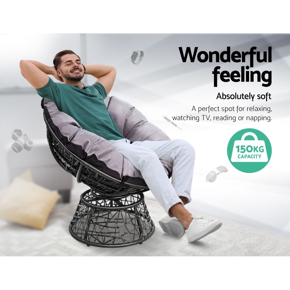 Papasan Black Chair and Side Table