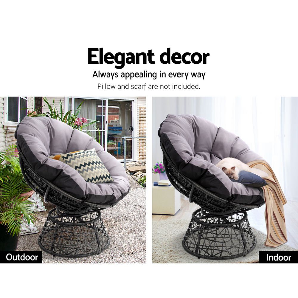 Papasan Black Chair and Side Table