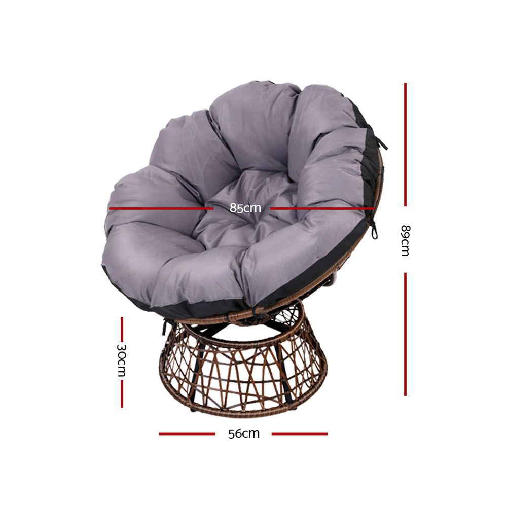 Papasan Brown Chair and Side Table