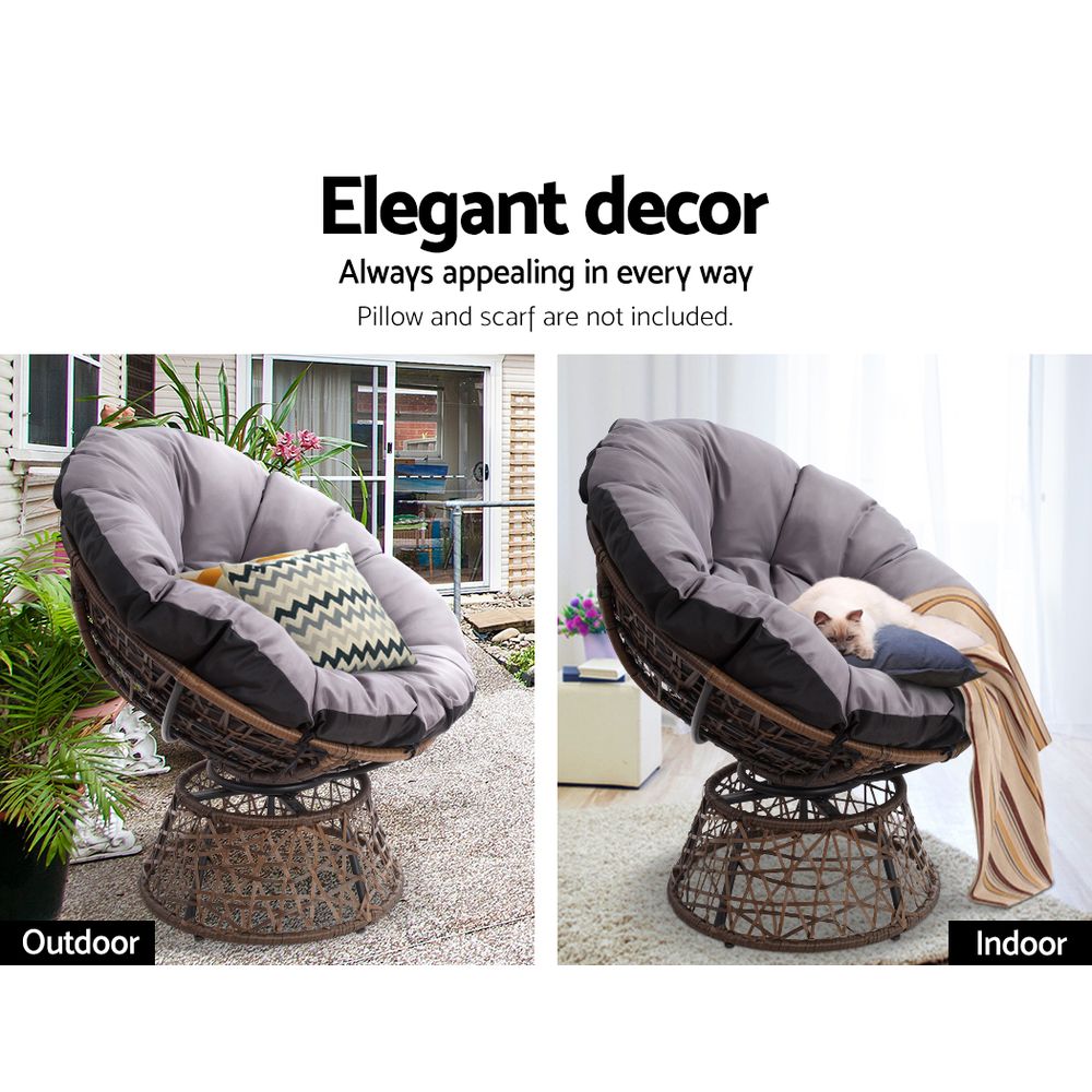 Papasan Brown Chair and Side Table