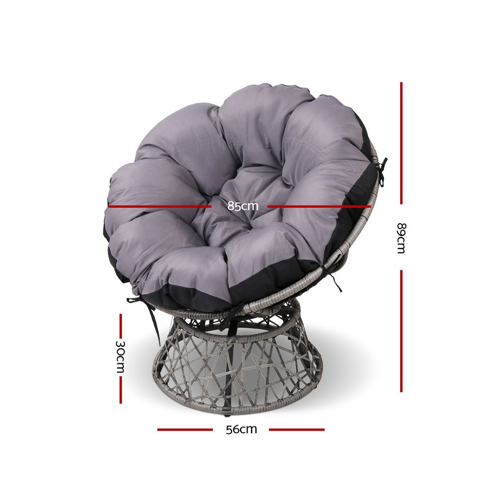 Papasan Grey Chair and Side Table