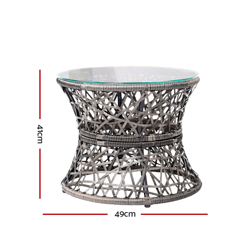 Papasan Grey Chair and Side Table