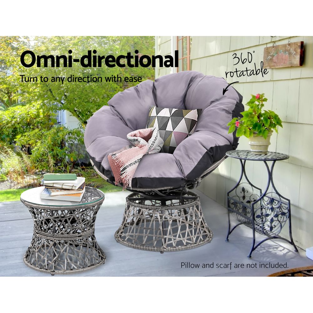 Papasan Grey Chair and Side Table