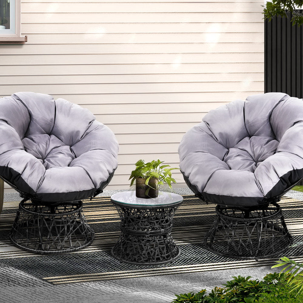 Papasan Black Outdoor Lounge Set