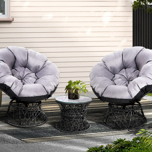 Papasan Black Outdoor Lounge Set