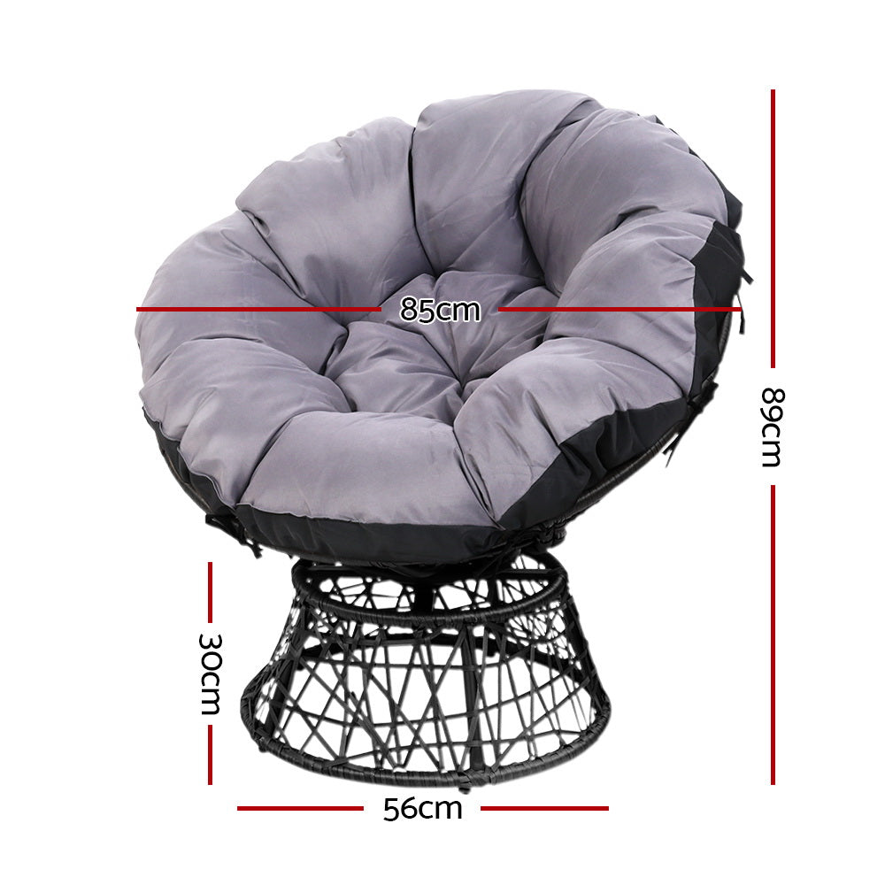Papasan Black Outdoor Lounge Set