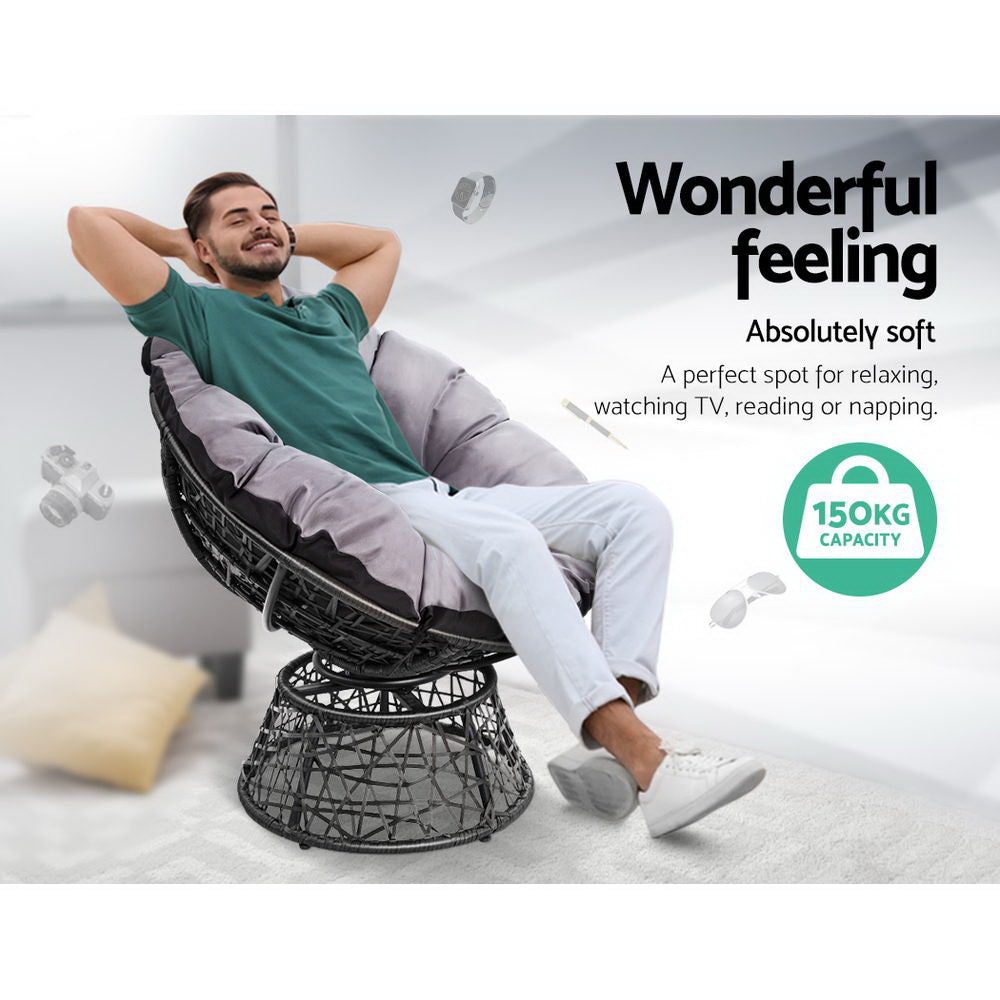 Papasan Black Outdoor Lounge Set