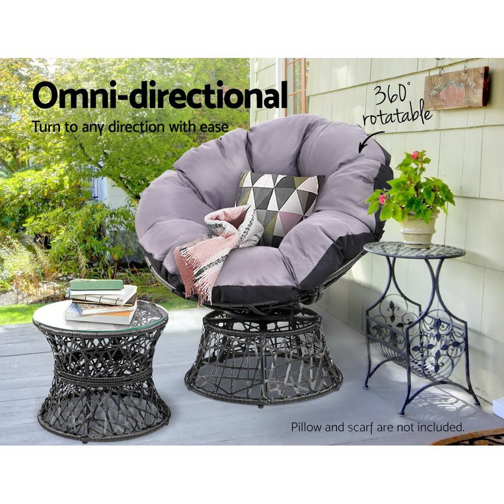 Papasan Black Outdoor Lounge Set