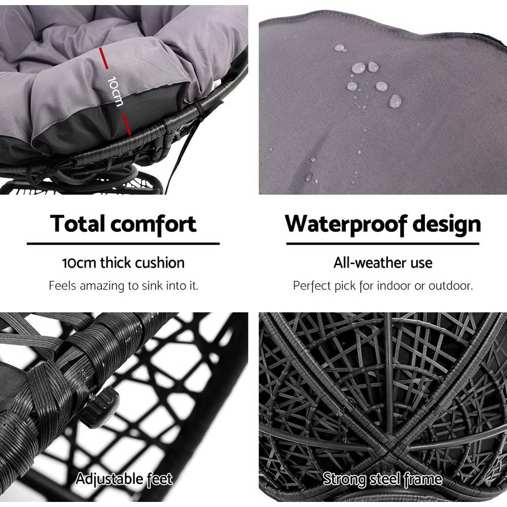 Papasan Black Outdoor Lounge Set