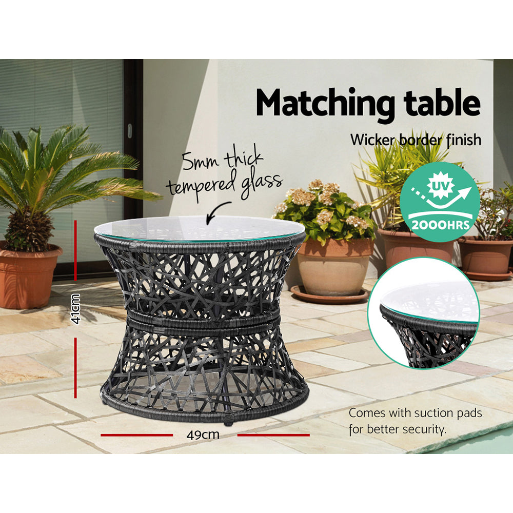 Papasan Black Outdoor Lounge Set