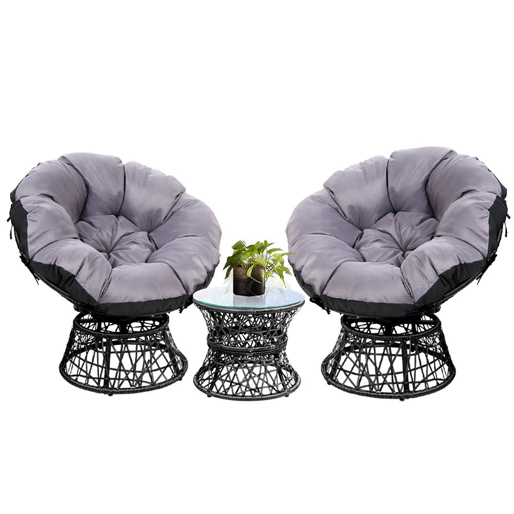 Papasan Black Outdoor Lounge Set