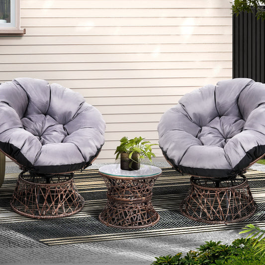 Papasan Brown Outdoor Lounge Set