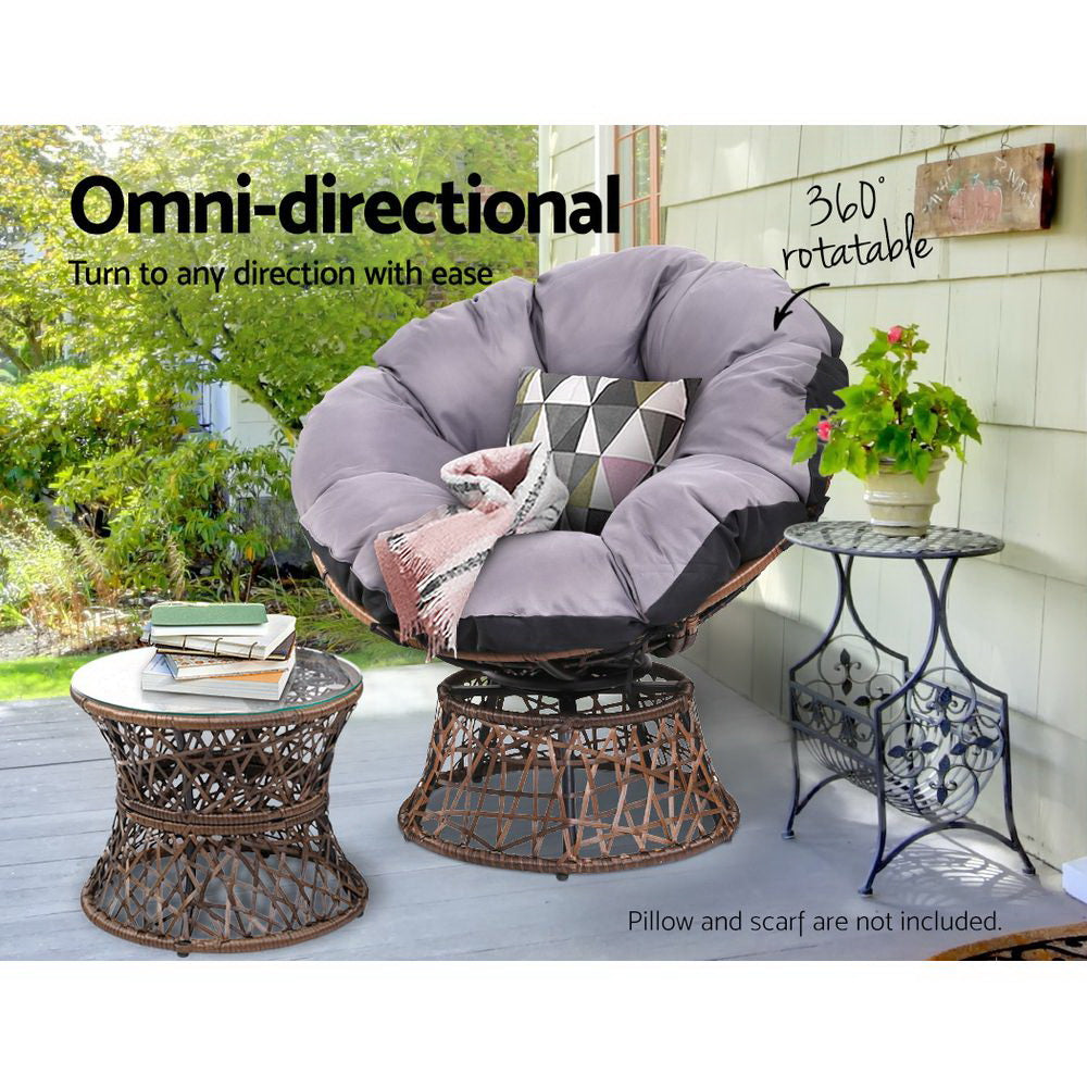 Papasan Brown Outdoor Lounge Set