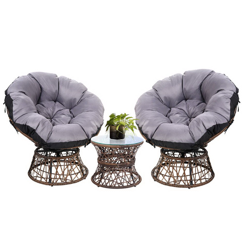 Papasan Brown Outdoor Lounge Set