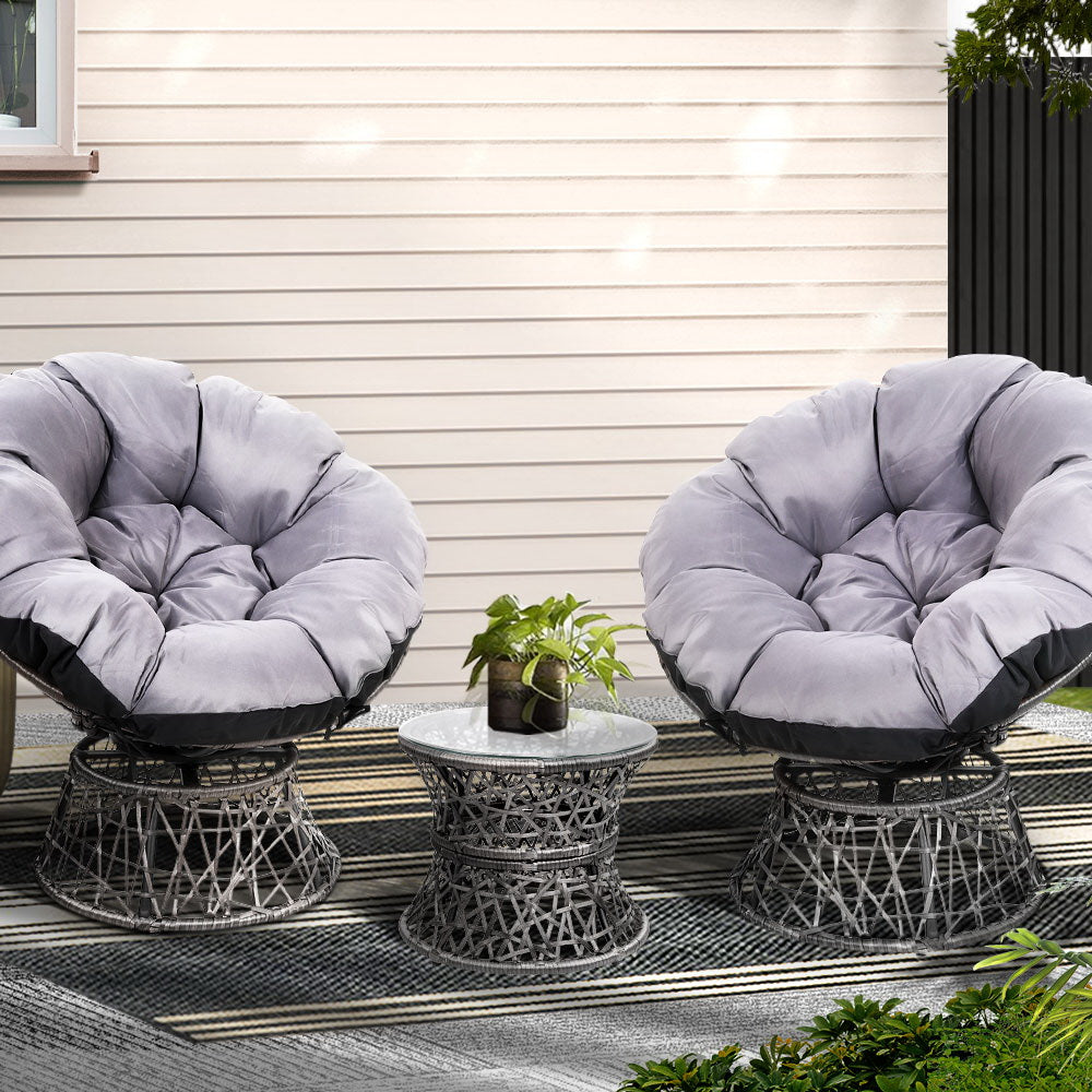 Papasan Grey Outdoor Lounge Set