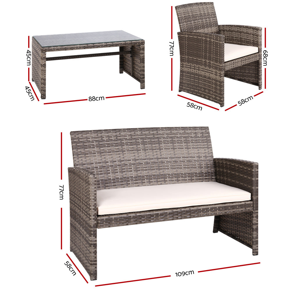 Gardeon 4 Piece Outdoor Sofa Set