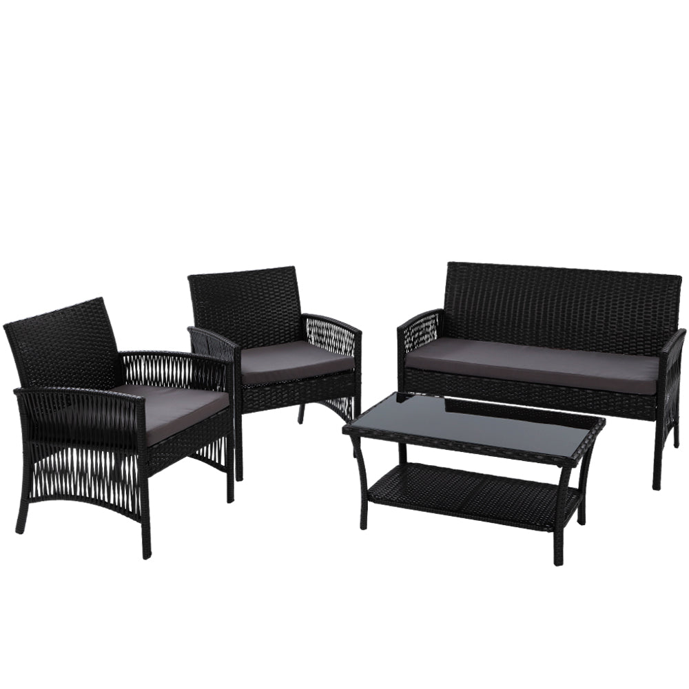Harp Black 4 Piece Outdoor Sofa Set