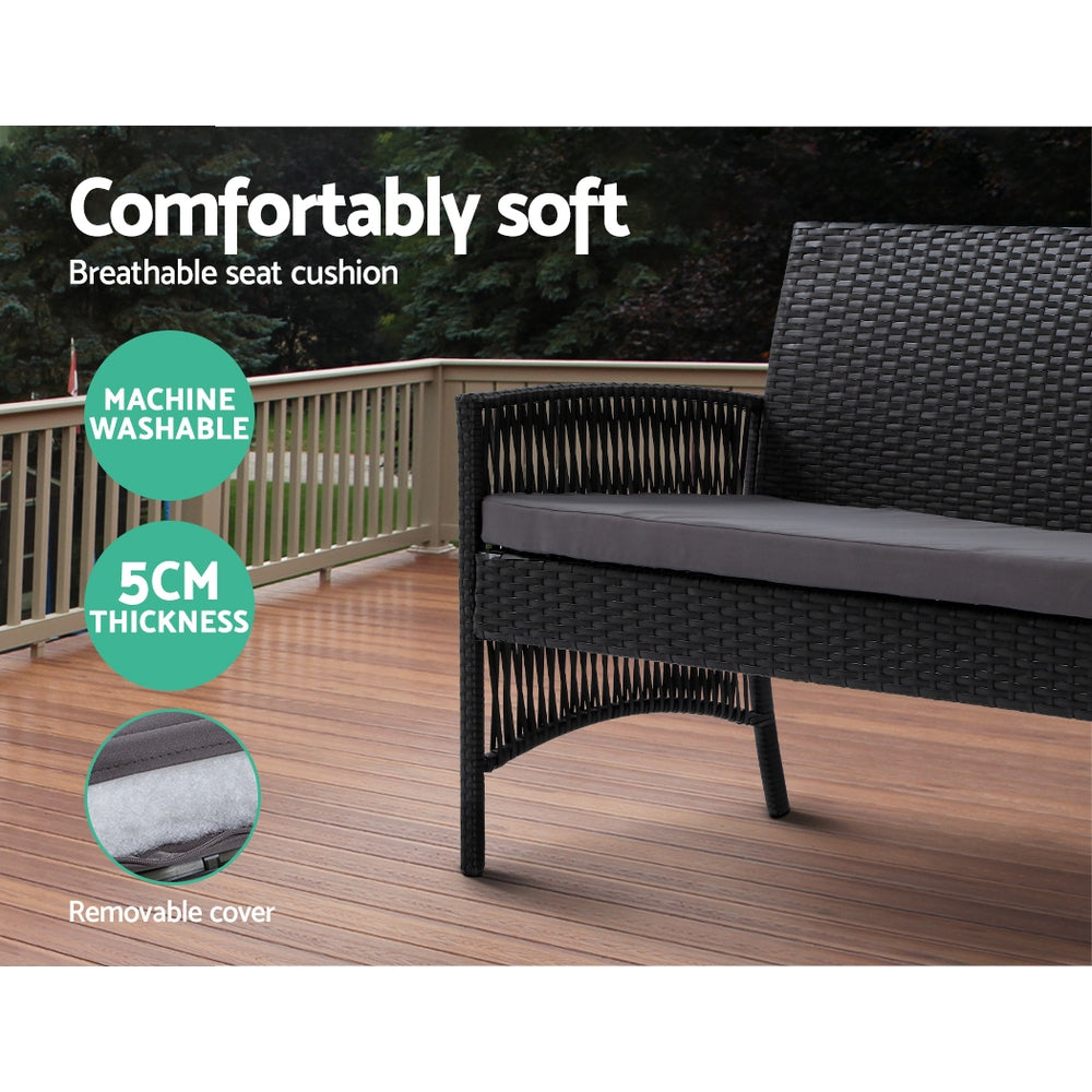 Harp Black 4 Piece Outdoor Sofa Set