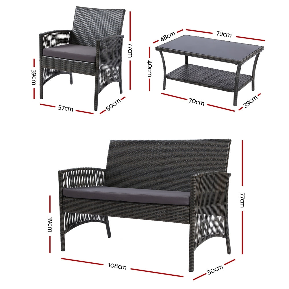 Harp Grey 4 Piece Outdoor Sofa Set