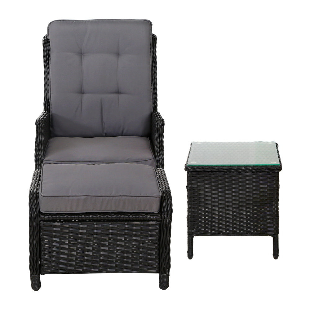 Gardeon Black 5 Piece Recliner Chair Set