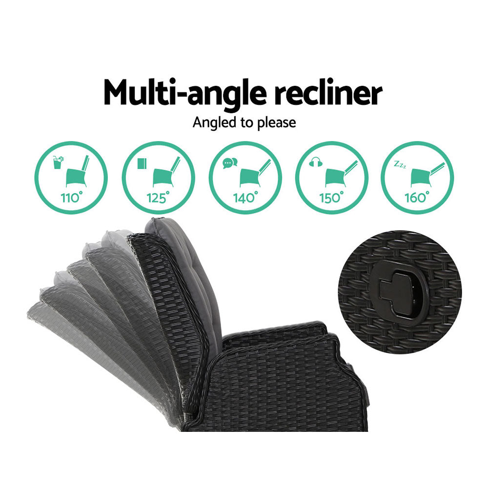 Gardeon Black 5 Piece Recliner Chair Set