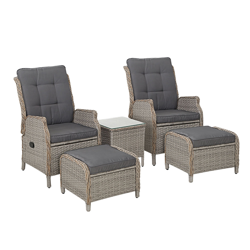 Gardeon Grey 5 Piece Recliner Chair Set