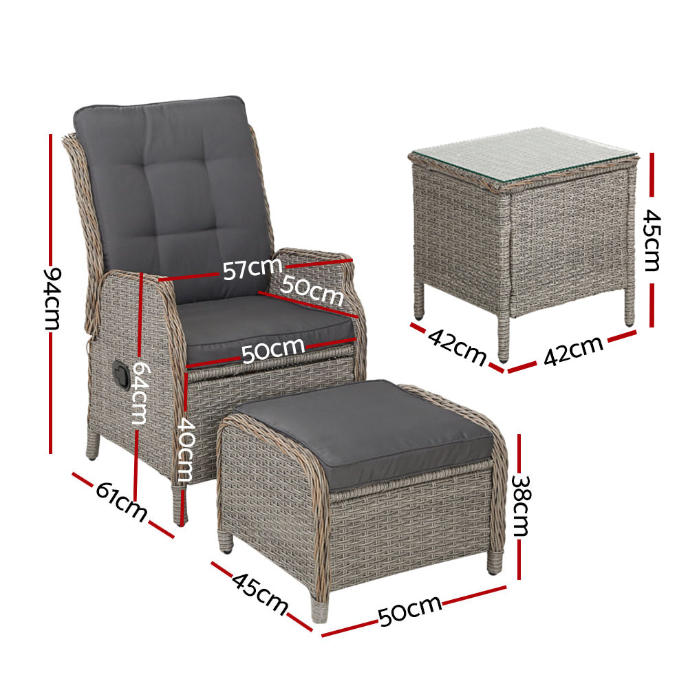 Gardeon Grey 5 Piece Recliner Chair Set