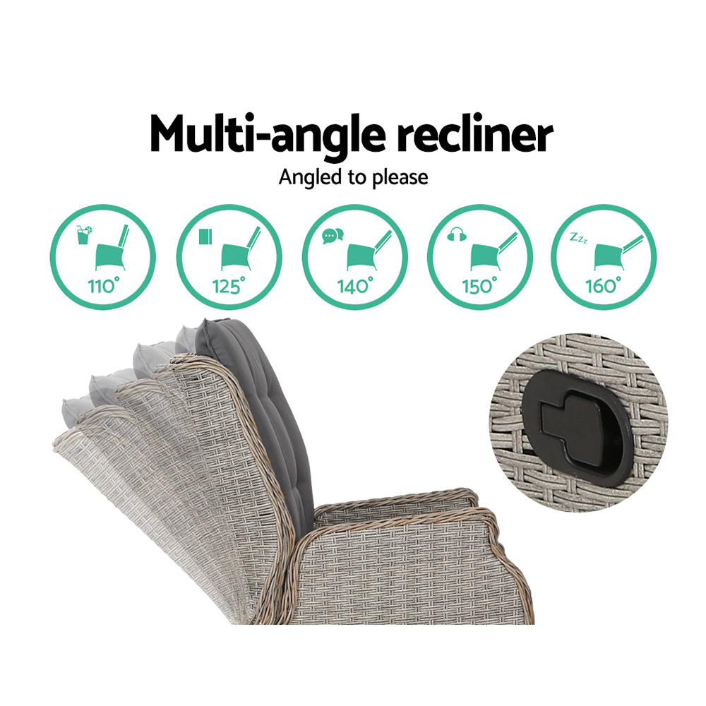Gardeon Grey 5 Piece Recliner Chair Set