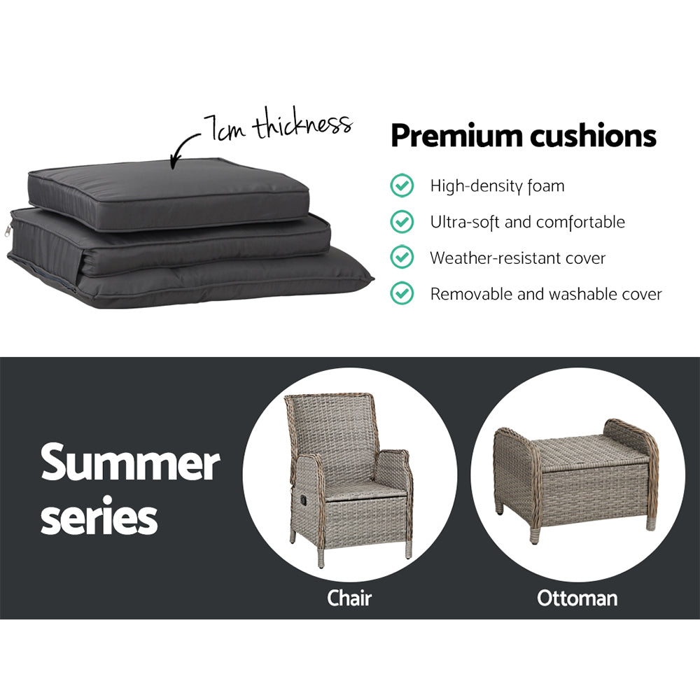 Gardeon Grey 5 Piece Recliner Chair Set