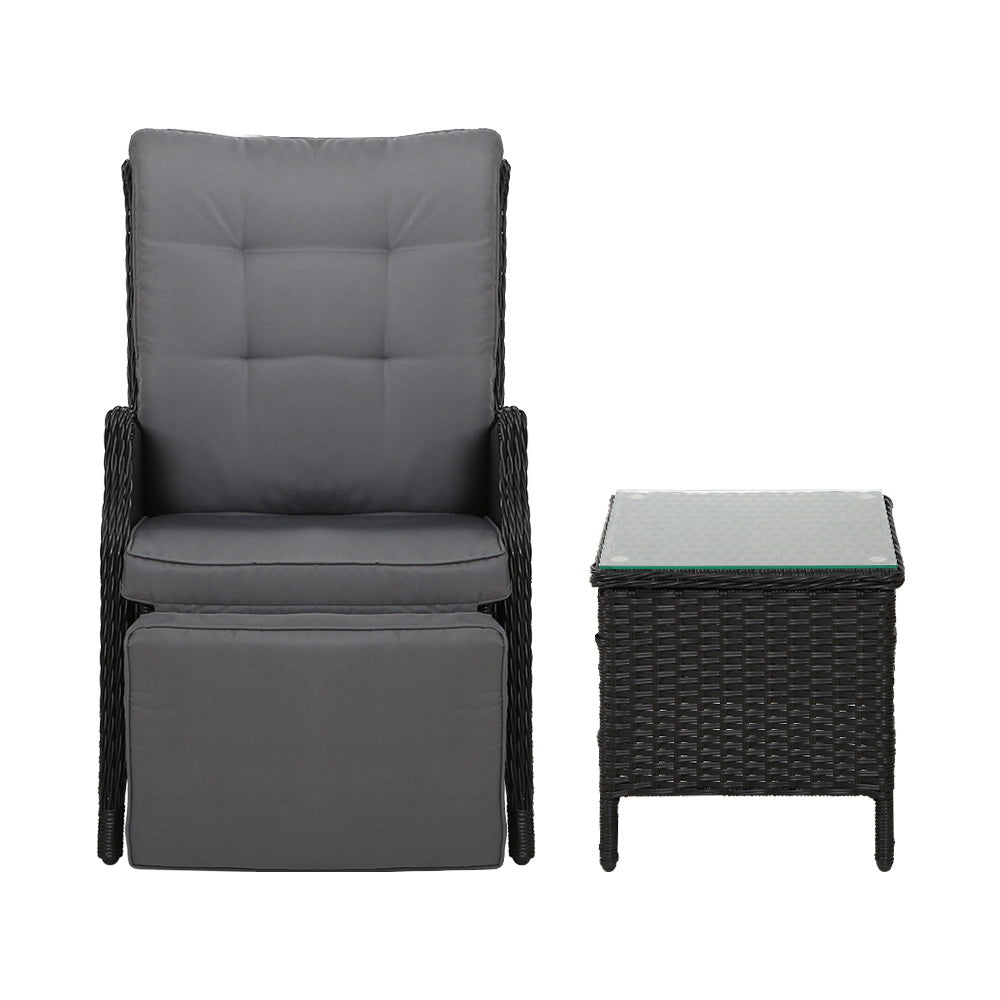 Gardeon Black 3 Piece Recliner Set