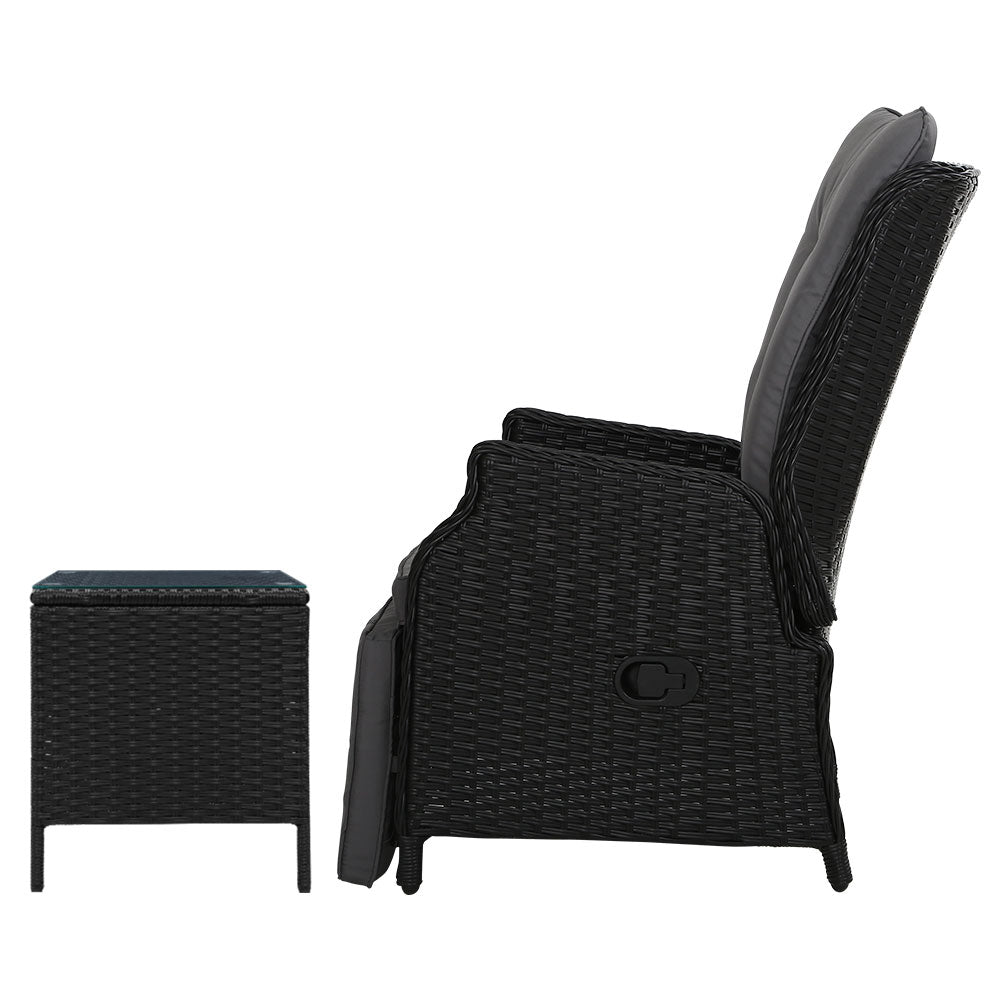 Gardeon Black 3 Piece Recliner Set