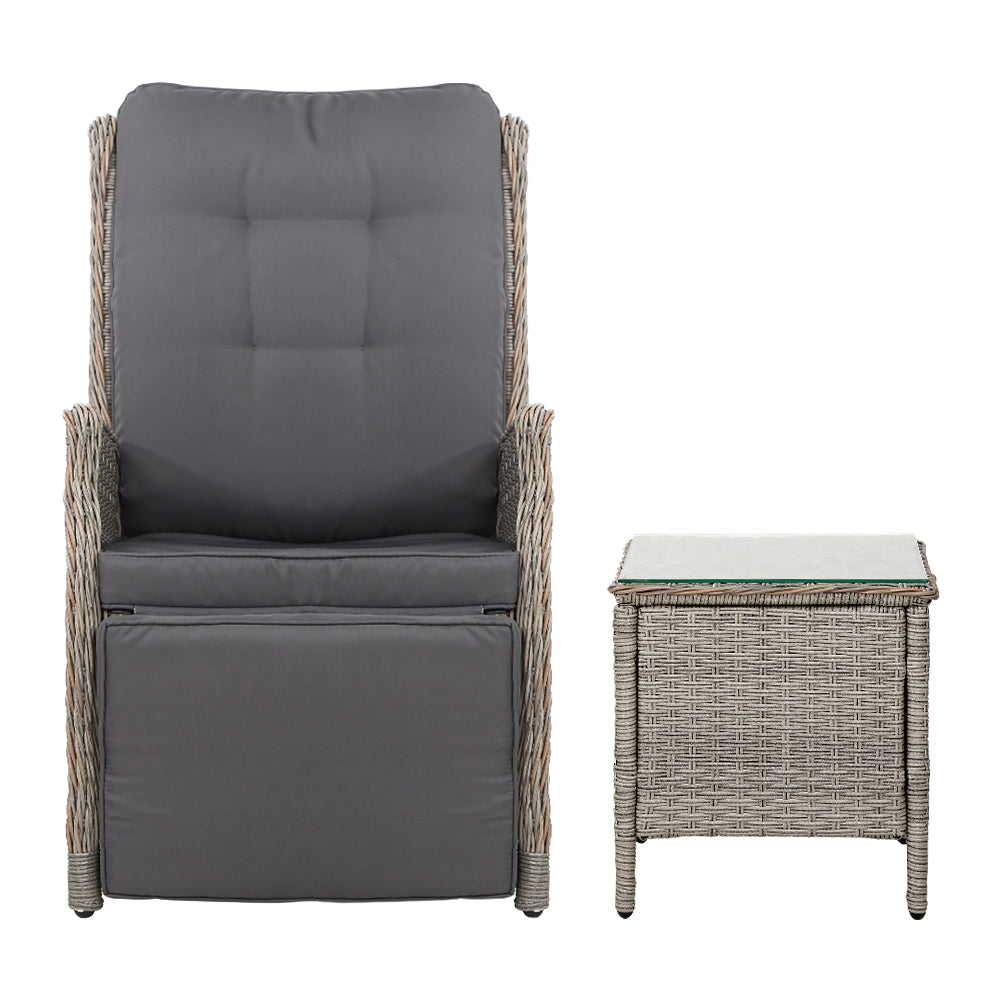 Gardeon Grey 3 Piece Recliner Set
