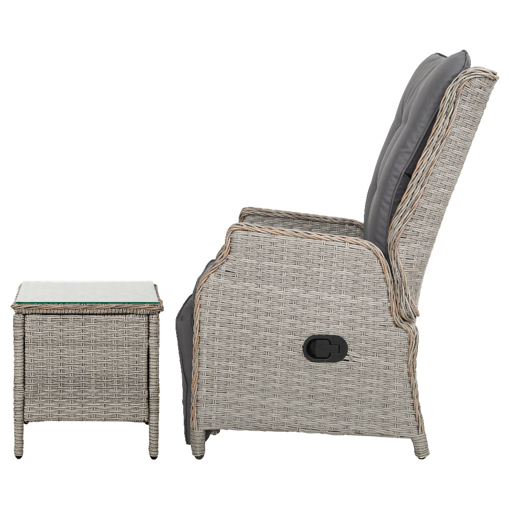 Gardeon Grey 3 Piece Recliner Set