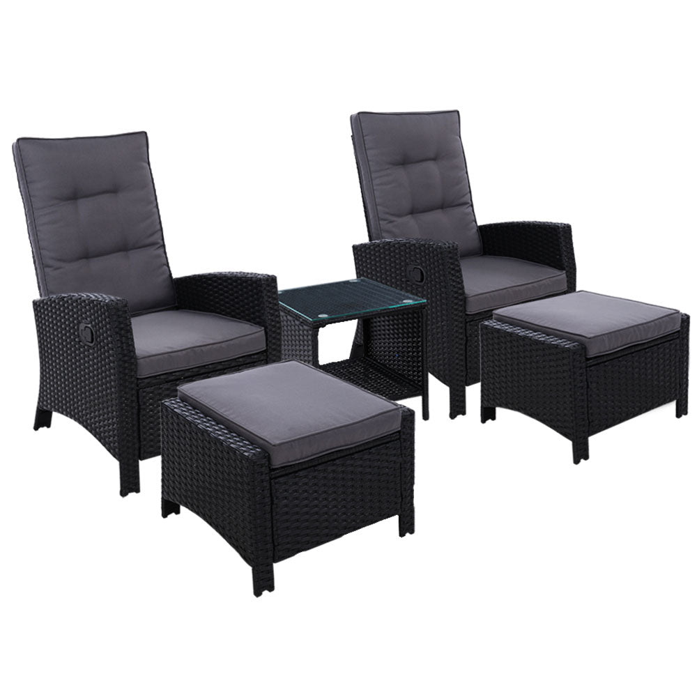 Gardeon 5 Piece Black Recliner Set