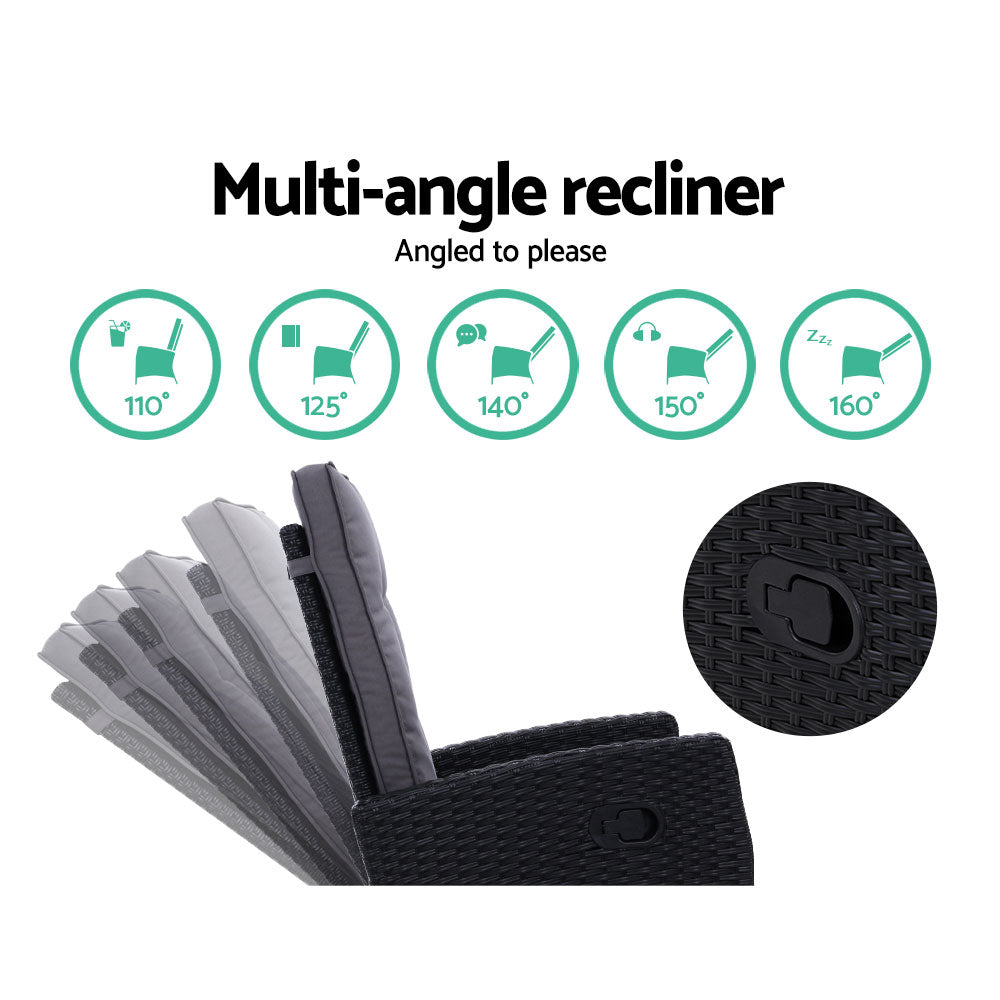 Gardeon 5 Piece Black Recliner Set