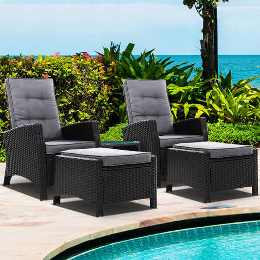 Gardeon 5 Piece Black Recliner Set