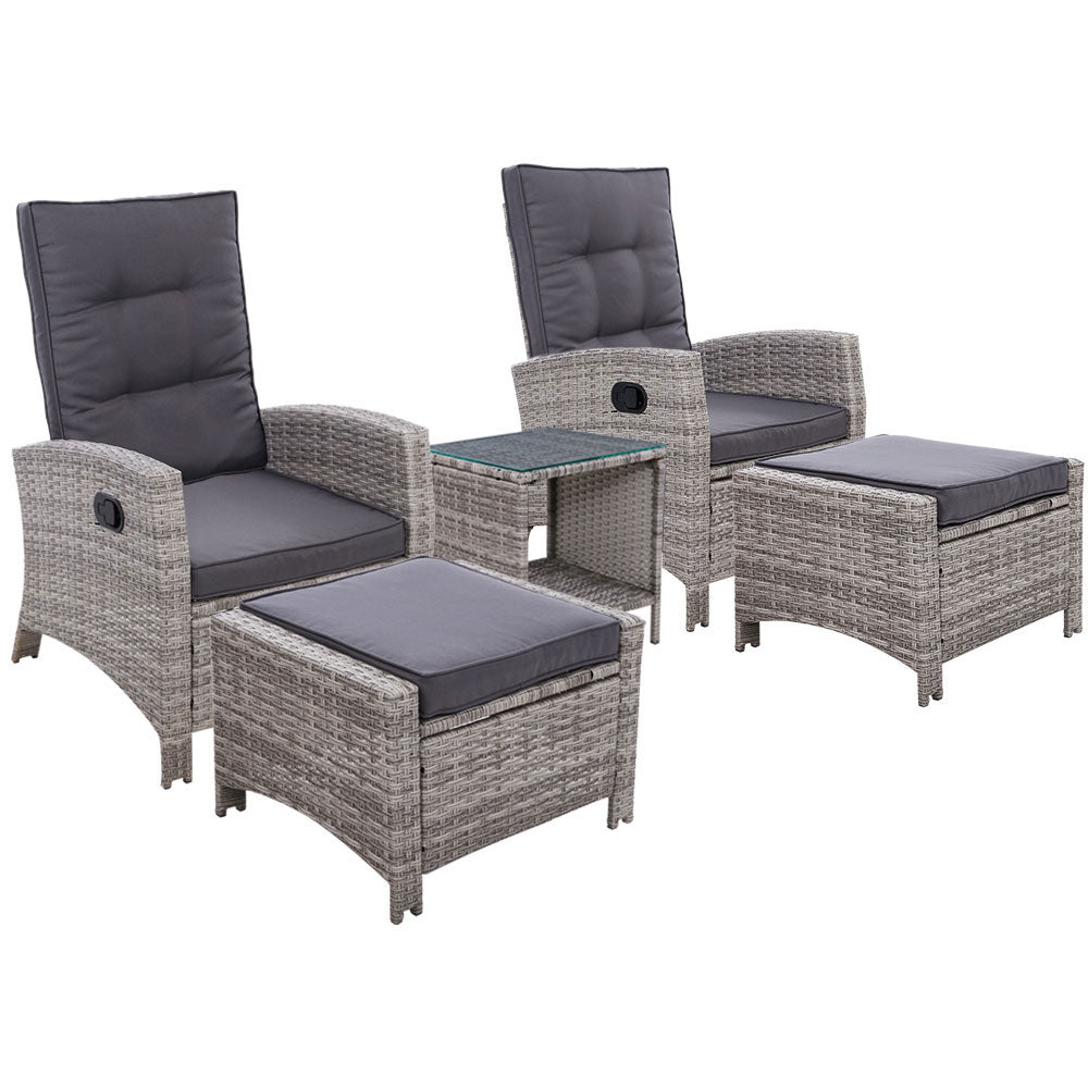 Gardeon 5 Piece Grey Recliner Set