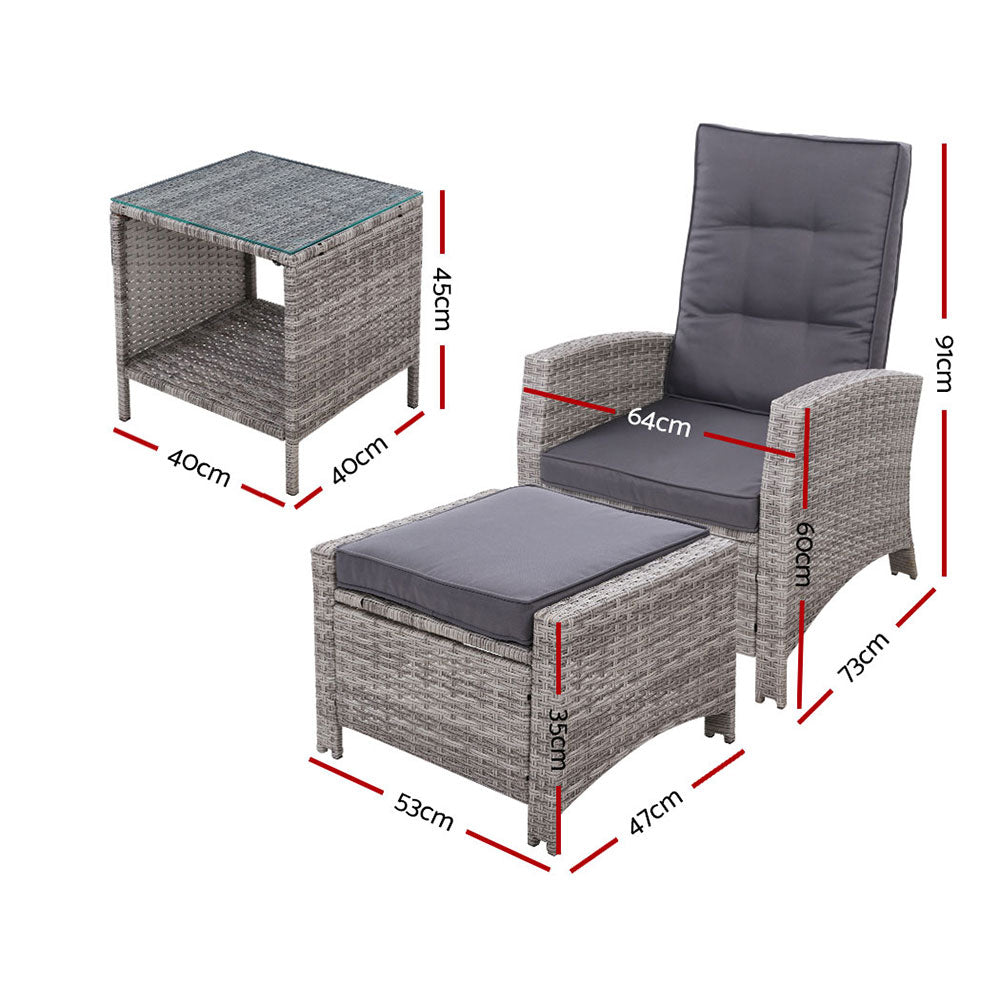 Gardeon 5 Piece Grey Recliner Set