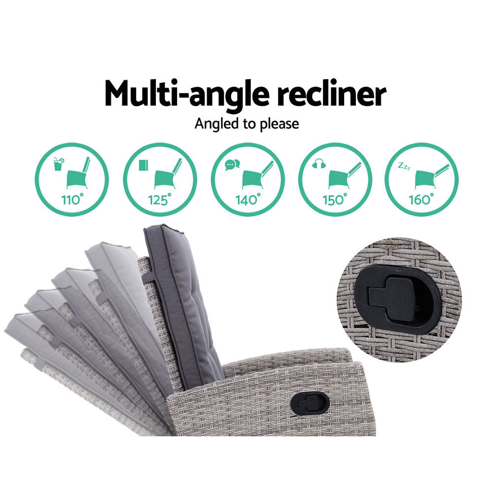 Gardeon 5 Piece Grey Recliner Set