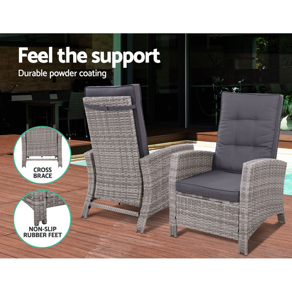 Gardeon 5 Piece Grey Recliner Set