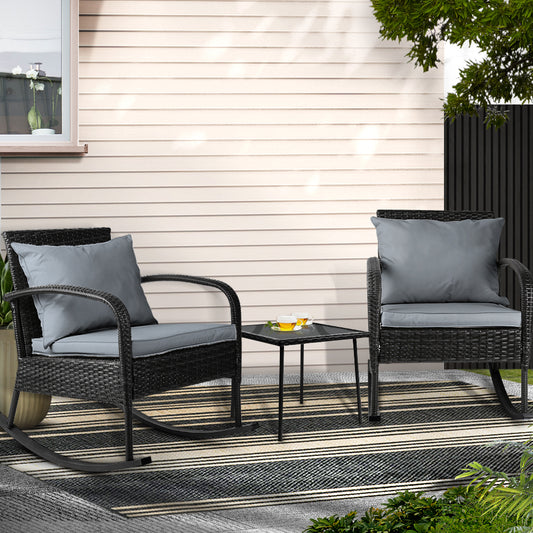 Gardeon 3 Piece Rocking Chair and Table Set