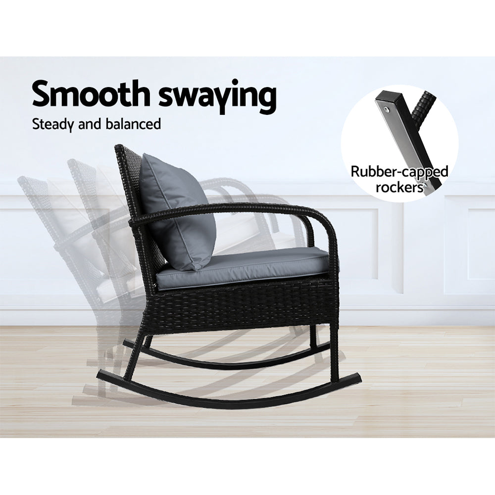 Gardeon 3 Piece Rocking Chair and Table Set
