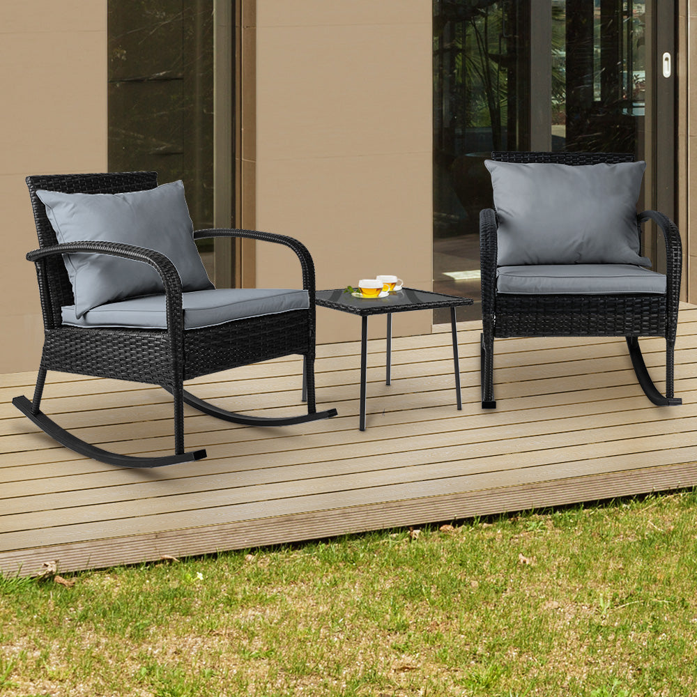 Gardeon 3 Piece Rocking Chair and Table Set