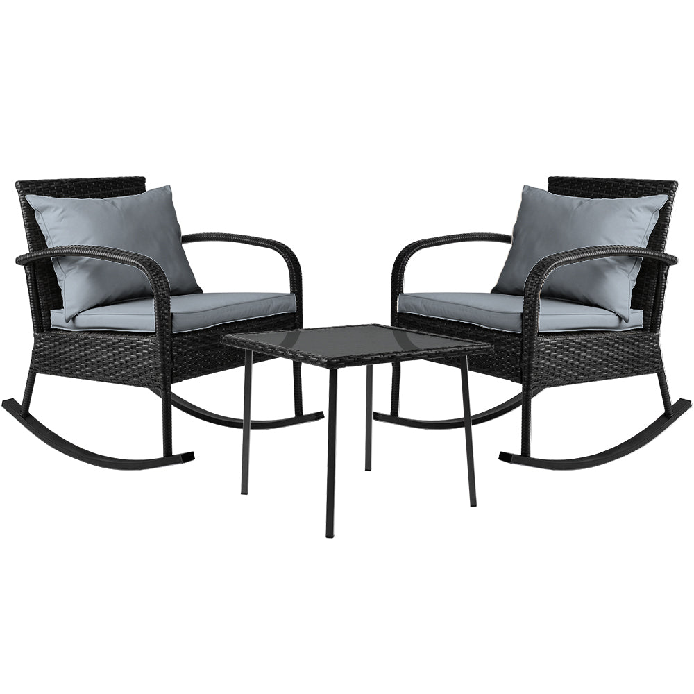 Gardeon 3 Piece Rocking Chair and Table Set