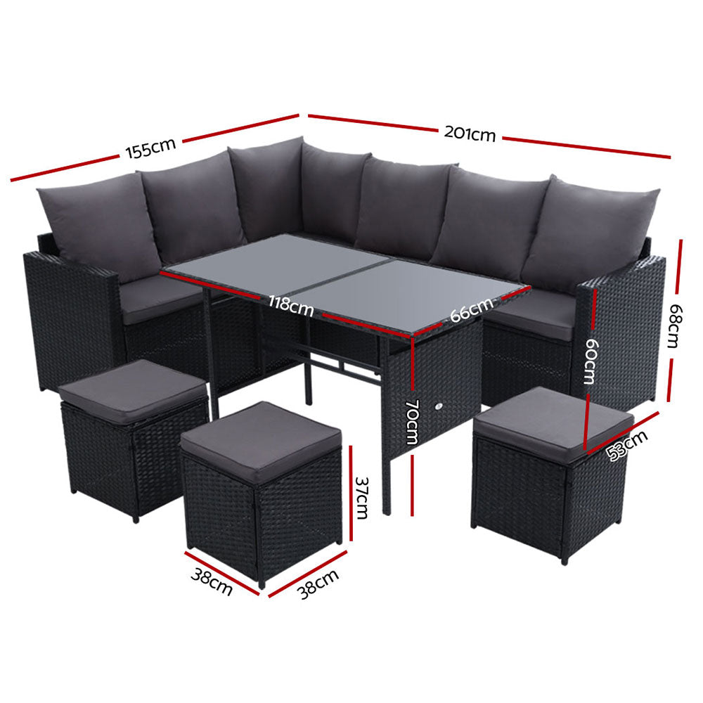 Gardeon 9 Piece Outdoor Sofa Dining Set