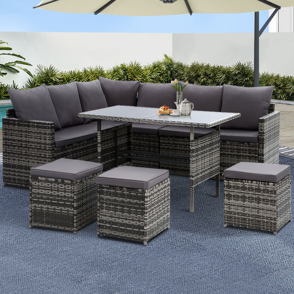 Gardeon 9 Piece Outdoor Sofa Dining Set