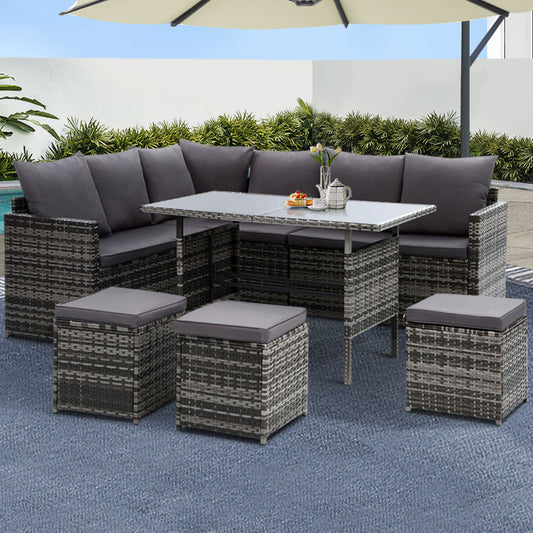 Gardeon 9 Piece Outdoor Sofa Dining Set